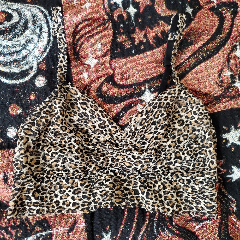 Victoria's Secret Pink Leopard Print Lace Bralette Np Underwire Soft Cup Size S